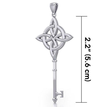 Celtic Four Point Knot Spiritual Enchantment Key Silver Pendant TPD5675 - Jewelry